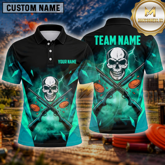 Maxcorners Trap Shooting Shirt Skull Crossed Rifles Multiple Options Personalized Name, Team Name 3D Shirt