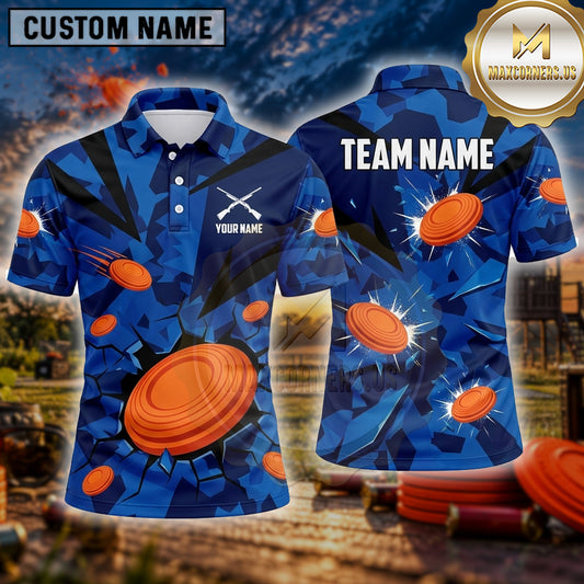 Maxcorners Trap Shooting Shirt Geometric Clay Burst Multiple Options Personalized Name, Team Name 3D Shirt