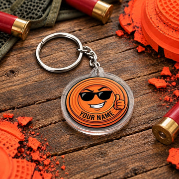 Maxcorners Cool Sunglasses Thumbs Up Clay Target Trap Shooting Personalized Name Acrylic Keychain