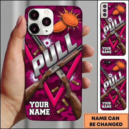 Maxcorners Double Shotgun Chevron Pull Clay Target Personalized Name Trap Shooting Phone Case