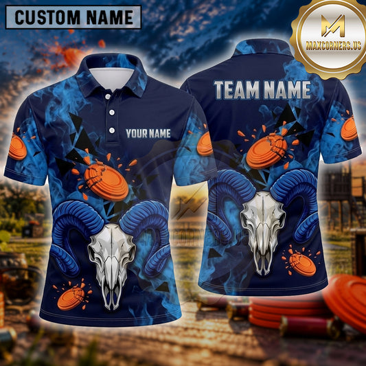 Maxcorners Trap Shooting Shirt Ram Skull Multiple Options Personalized Name, Team Name 3D Shirt