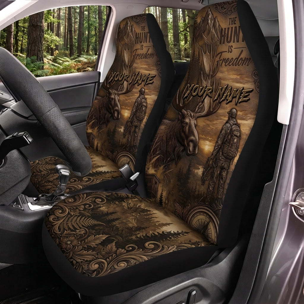 Maxcorners Bear Hunting Rustic Ornamental Forest Personalized Name Car Seat Covers