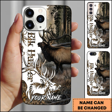 Maxcorners Elk Hunting Forest Wildlife Bull Elk Antler Artwork Multiple Options Personalized Name Phonecase
