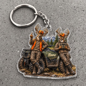 Maxcorners Moose Hunting Buddies Rustic Camp Adventure Custom Name Trap Hunting Custom Gift 2D Flat Acrylic Ornament, Keychain