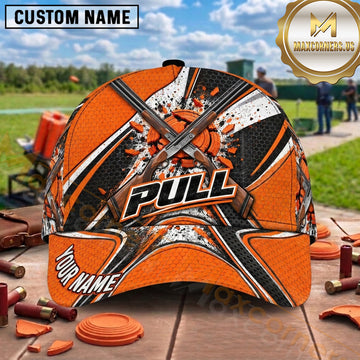 Maxcorners Trap Shooting Shotgun Abstract Grunge Pull Graphic Multiple Options Personalized Name 3D Cap