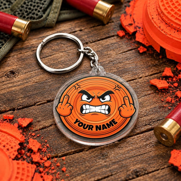 Maxcorners Funny Furious Double Middle Finger Clay Trap Shooting Personalized Name Acrylic Keychain