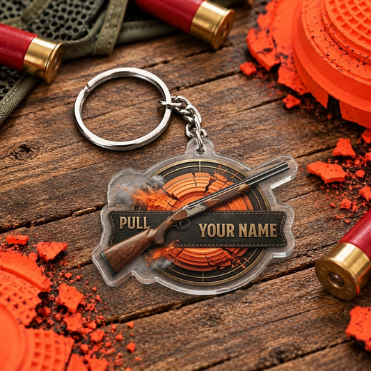 Maxcorners Vintage Shotgun Clay Target Medal Trap Shooting Personalized Name Acrylic Keychain