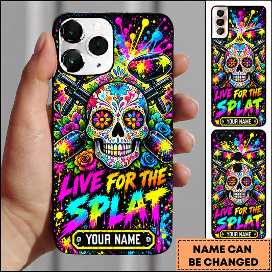 Maxcorners Paintball Sugar Skull Live For The Splat Personalized Name 3D Phone Case