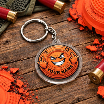 Maxcorners Funny Mischievous Clay Target Mascot Trap Shooting Personalized Name Acrylic Keychain