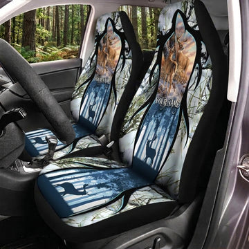 Maxcorners Deer Hunting Blue Winter Forest Car Seat Covers