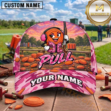 Maxcorners Trap Shooting American Flag Clay Target Pull Graphic Multiple Options Personalized Name 3D Cap