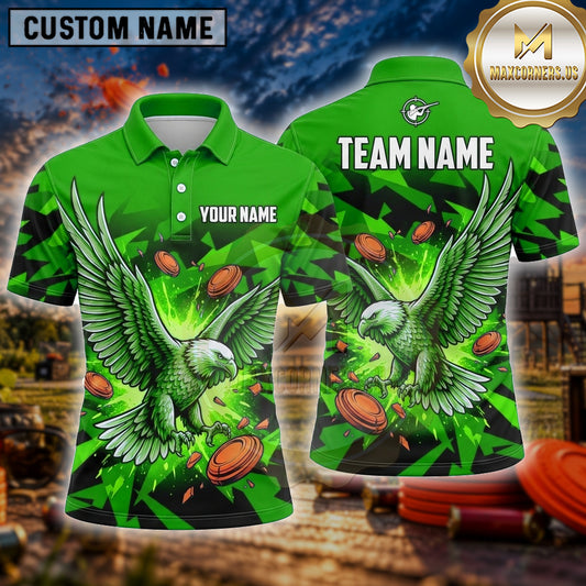 Maxcorners Trap Shooting Shirt Eagle Wings Lightning Storm Multiple Options Personalized Name, Team Name 3D Shirt
