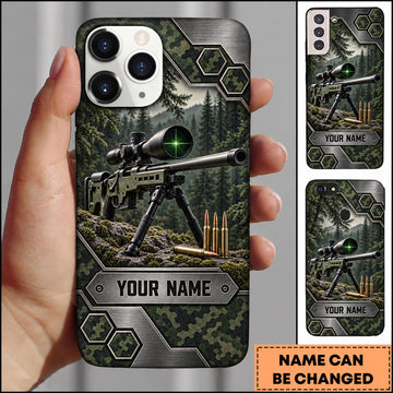 Maxcorners Long Range Shooting Forest Camo Tactical Rifle Personalized Name 3D Phone Case