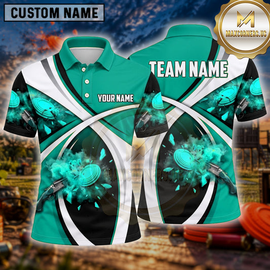 Maxcorners Trap Shooting Shirt Clay Target Shooting Dynamic Swirl Multiple Options Personalized Name, Team Name 3D Shirt