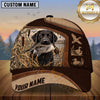 Maxcorners Two Tone Leather Duck Scene Dog Hunting Multicolor Options Personalized Name 3D Cap