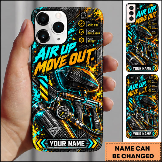 Maxcorners Paintball Air Up Move Out Tactical Player Personalized Name 3D Phone Case