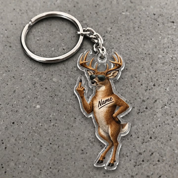 Maxcorners Deer Hunting Funny Middle Finger SunglassWildlife Personalized Design Custom Name Hunting Custom Gift 2D Flat Acrylic Ornament, Keychain