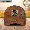 Maxcorners Rustic Brown Leather Dog Portrait Patch Duck Hunting With Dogs Multi Options Personalized Name 3D Cap