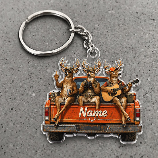 Maxcorners Deer Hunting Pickup Truck Tailgate Crew Custom Name Trap Hunting Custom Gift 2D Flat Acrylic Ornament, Keychain
