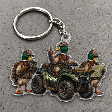 Maxcorners Mallard Duck Hunting ATV Crew Adventure Custom Name Trap Hunting Custom Gift 2D Flat Acrylic Ornament, Keychain