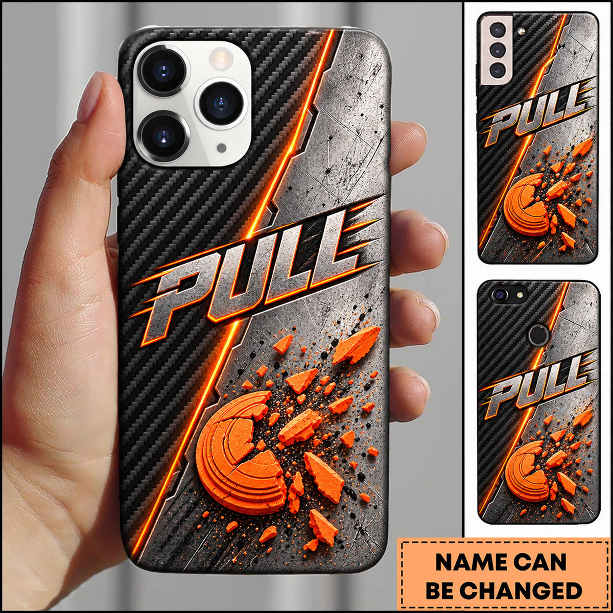 Maxcorners Trap Shooting Concrete Carbon Clay Target Personalized Name 3D Phone Case
