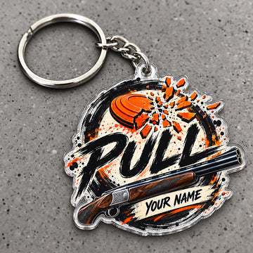 Maxcorners Pull Brushstroke Clay Target Design Custom Name Trap Shooting Custom Gift 2D Flat Acrylic Ornament, Keychain