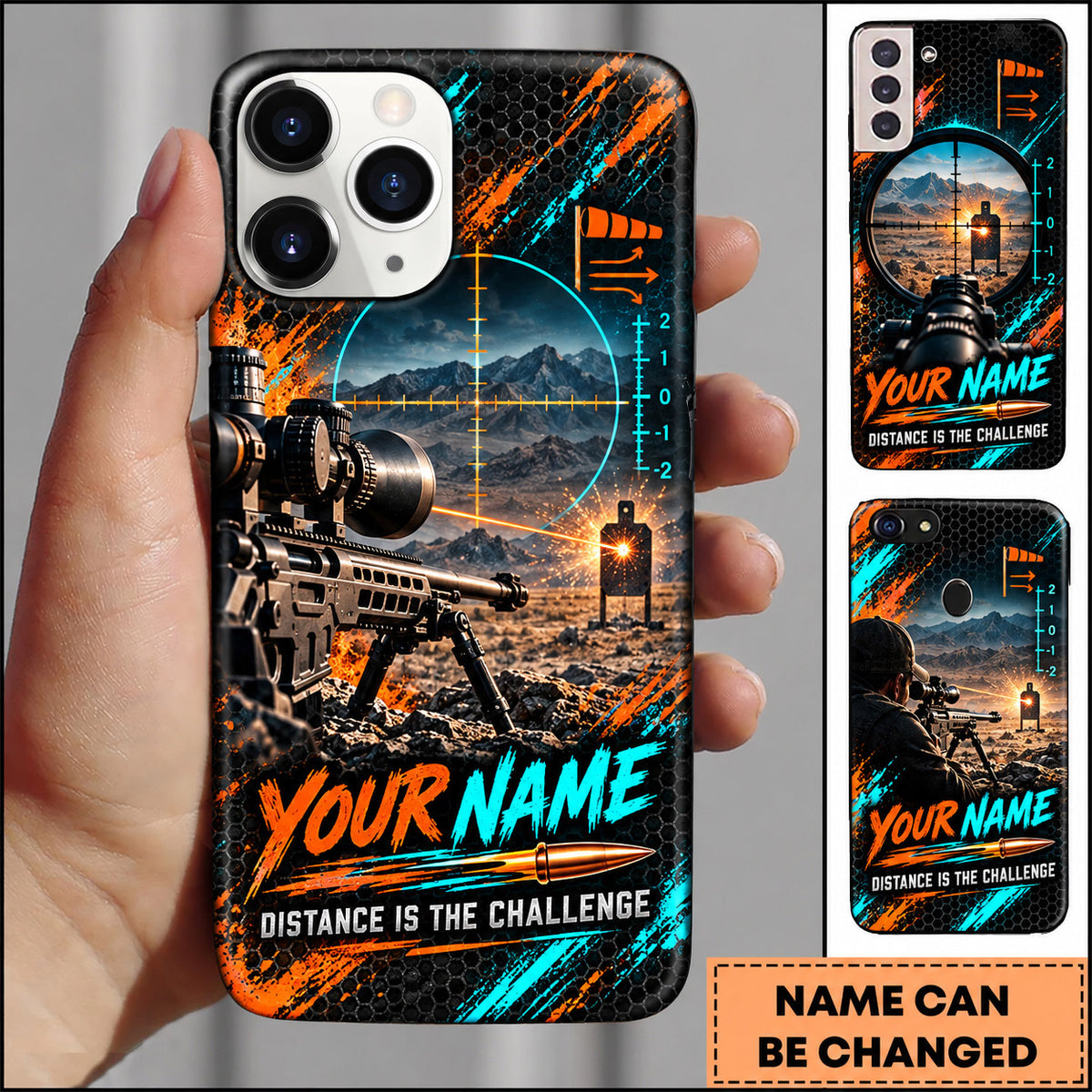 Maxcorners Long Range Shooting Distance Is The Challenge Scope Design Personalized Name 3D Phone Case