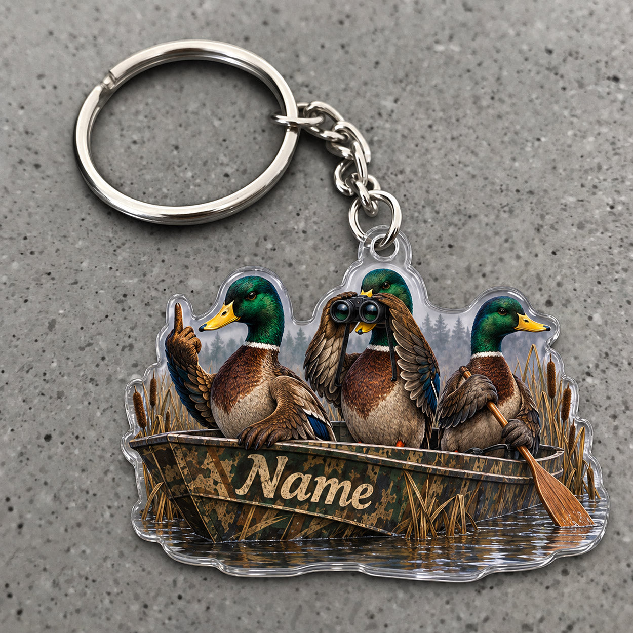 Maxcorners Mallard Duck Hunting Group Reed Blind Custom Name Trap Hunting Custom Gift 2D Flat Acrylic Ornament, Keychain