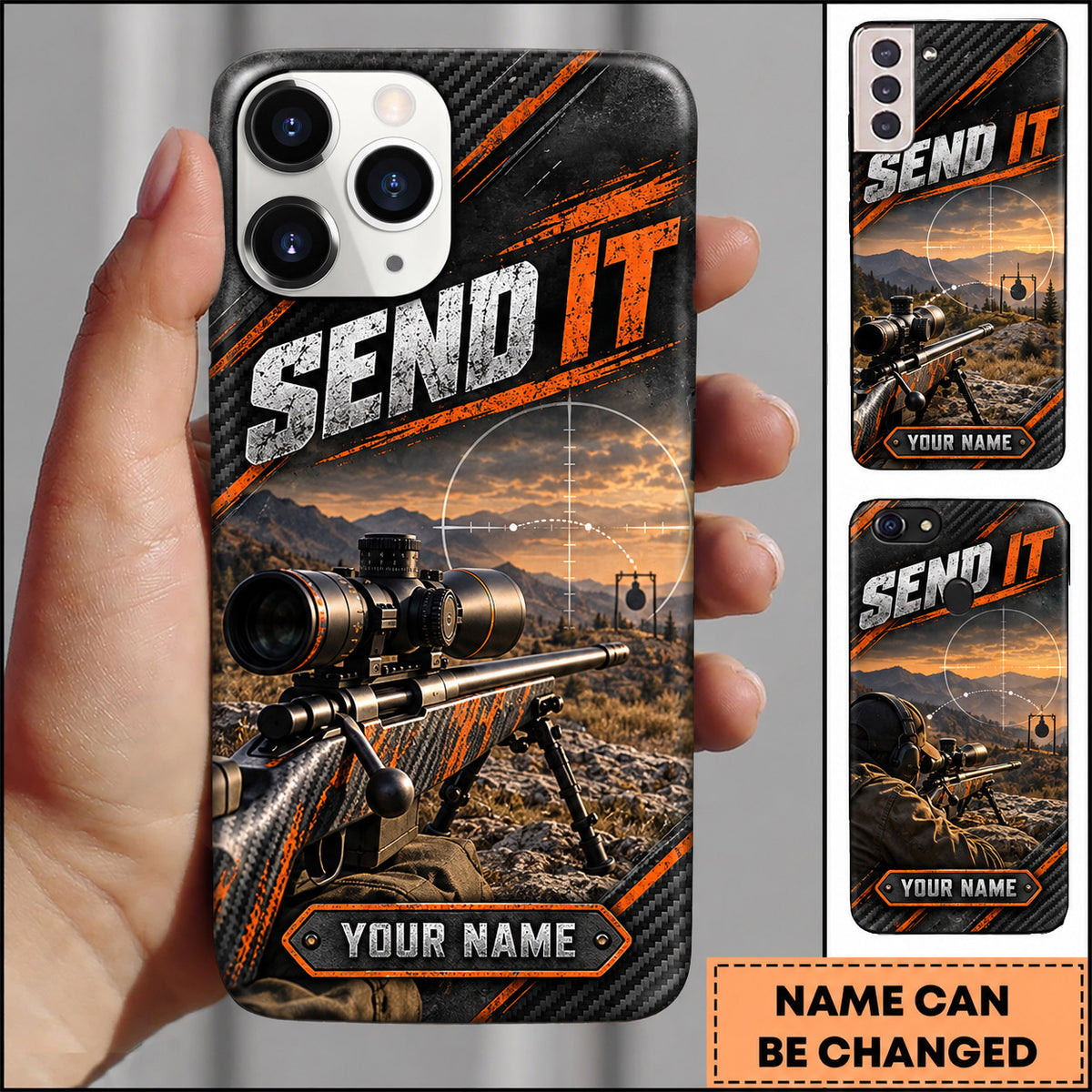 Maxcorners Long Range Shooting Send It Carbon Rifle Design Personalized Name 3D Phone Case