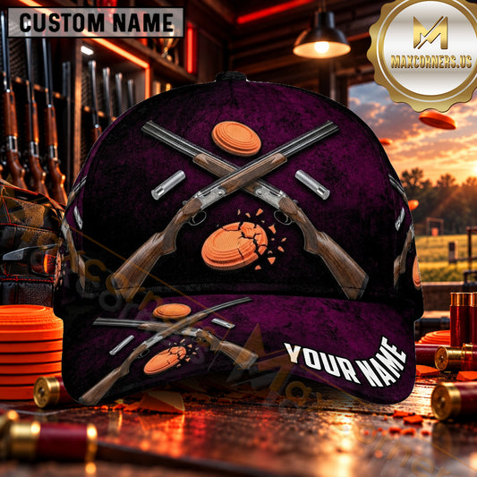 Maxcorners Crossed Shotguns Dark Camo Trap Shooting Personalized Name 3D Cap