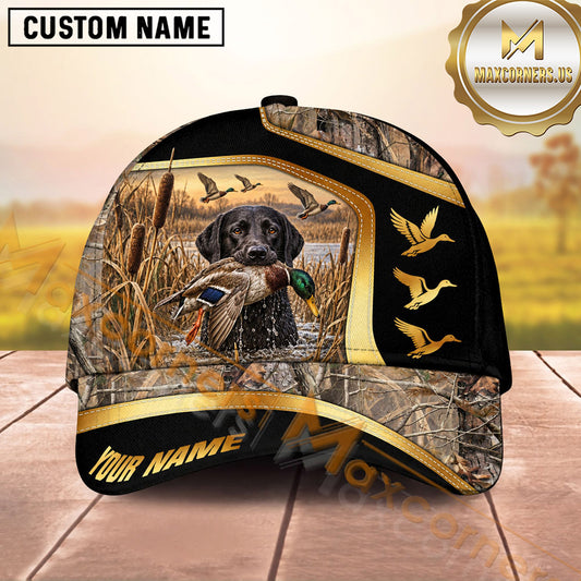 Maxcorners Dog Hunting And Duck Hunting Wildlife Silhouette Artwork Multiple Options Personalized Name 3D Cap