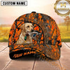 Maxcorners Blaze Orange Forest Camo Duck Hunting With Dogs Multi Options Personalized Name 3D Cap