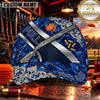 Maxcorners PULL Shotgun Ornate Blue Trap Shooting Personalized Name 3D Cap