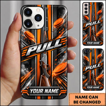 Maxcorners Clay Shooting Shotgun Vertical Racing Stripes Personalized Name 3D Phone Case
