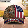 Maxcorners Patriotic American Flag Marsh Camo Duck Hunting With Dogs Multi Options Personalized Name 3D Cap