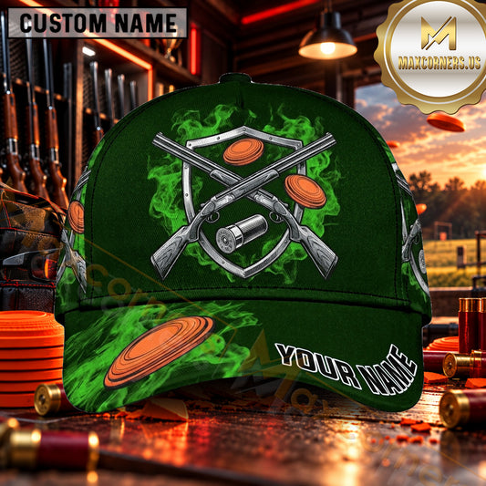 Maxcorners Crossed Shotguns Shield Trap Shooting Personalized Name 3D Cap