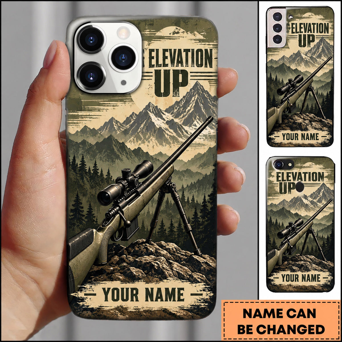 Maxcorners Long Range Shooting Elevation Up Mountain Rifle Personalized Name 3D Phone Case