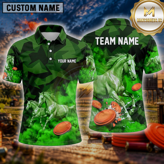 Maxcorners Trap Shooting Shirt Horse Stallion Multiple Options Personalized Name, Team Name 3D Shirt