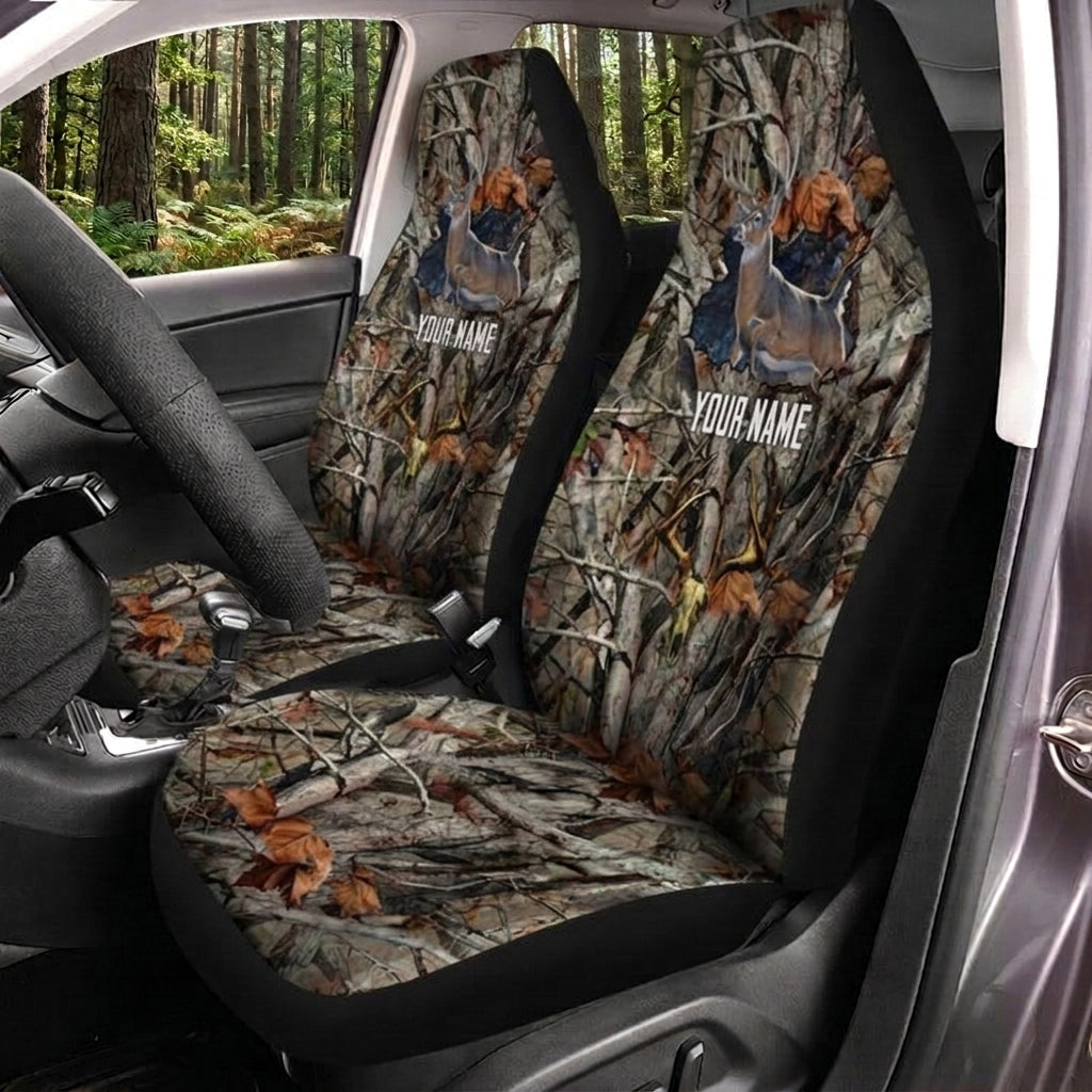Maxcorners Deer Hunting Forest Wildlife Pattern Car Seat Covers