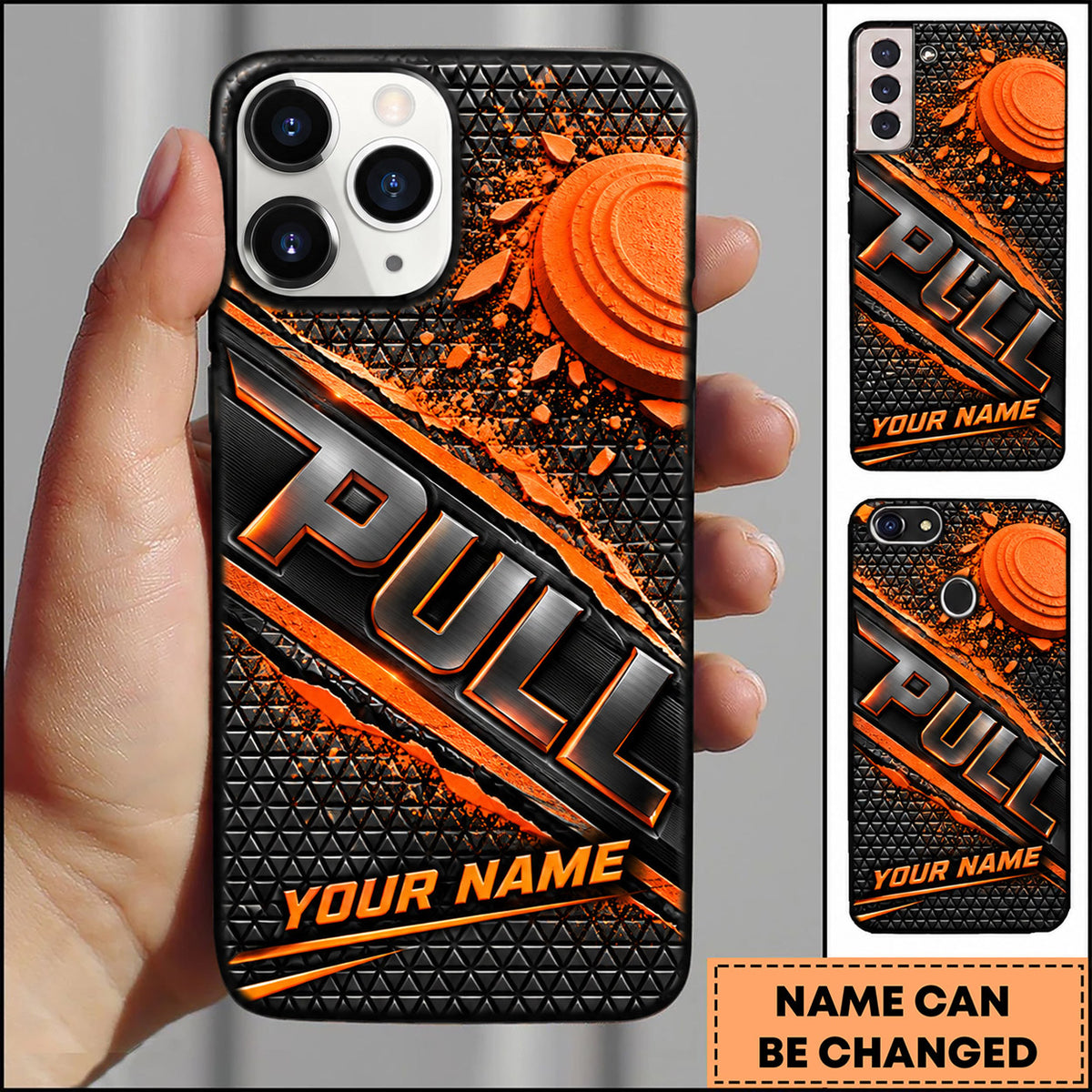 Maxcorners Trap Shooting Carbon Fiber Pull Clay Target Personalized Name 3D Phone Case