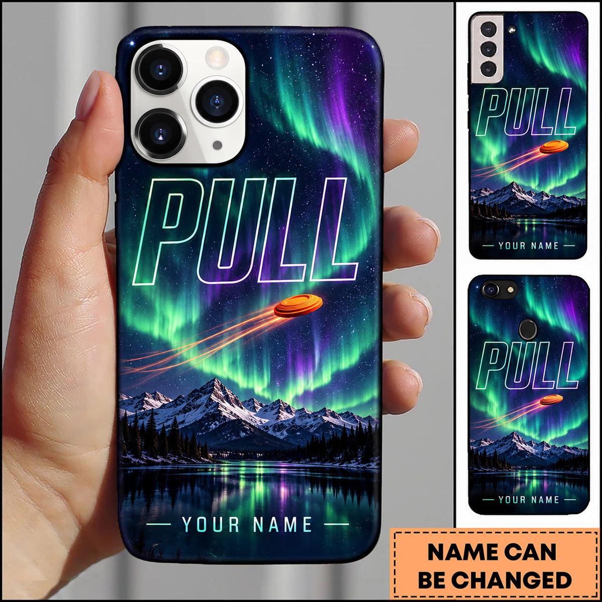 Maxcorners Trap Shooting Aurora Sky Clay Target Personalized Name 3D Phone Case