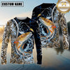 Maxcorners Fishing Hook Water Splash Camouflage Personalized Name 3D Long Sleeve Shirt ( 13 Fish Species)