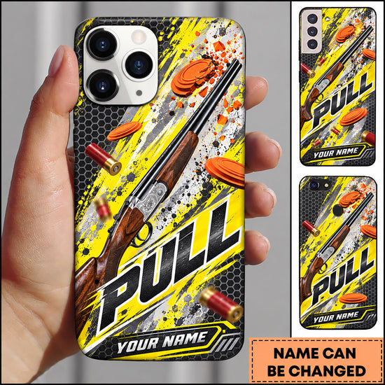 Maxcorners Trap Shooting Shotgun Yellow Orange Speed Design Personalized Name 3D Phone Case
