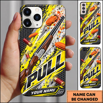 Maxcorners Trap Shooting Shotgun Yellow Orange Speed Design Personalized Name 3D Phone Case