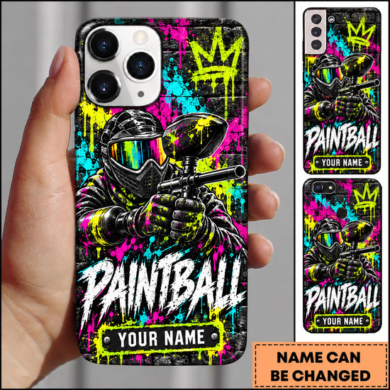 Maxcorners Paintball Neon Graffiti Mask Personalized Name 3D Phone Case
