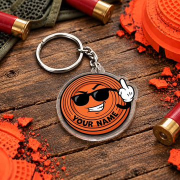 Maxcorners Cool Sunglasses Clay Target Mascot Trap Shooting Personalized Name Acrylic Keychain