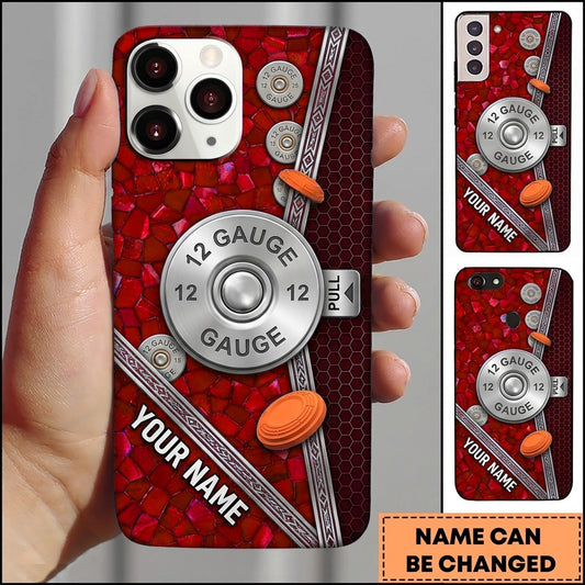 Maxcorners Metallic Pull Shotgun Blue Clay Target Personalized Name Trap Shooting Phone Case