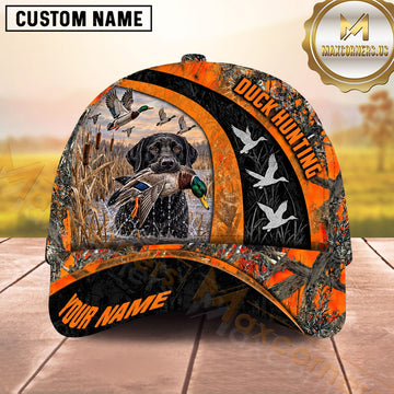 Maxcorners Dog Hunting And Duck Hunting Flying Waterfowl Camouflage Multiple Options Personalized Name 3D Cap