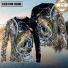 Maxcorners Fishing Hook Water Splash Camouflage Personalized Name 3D Long Sleeve Shirt ( 13 Fish Species)
