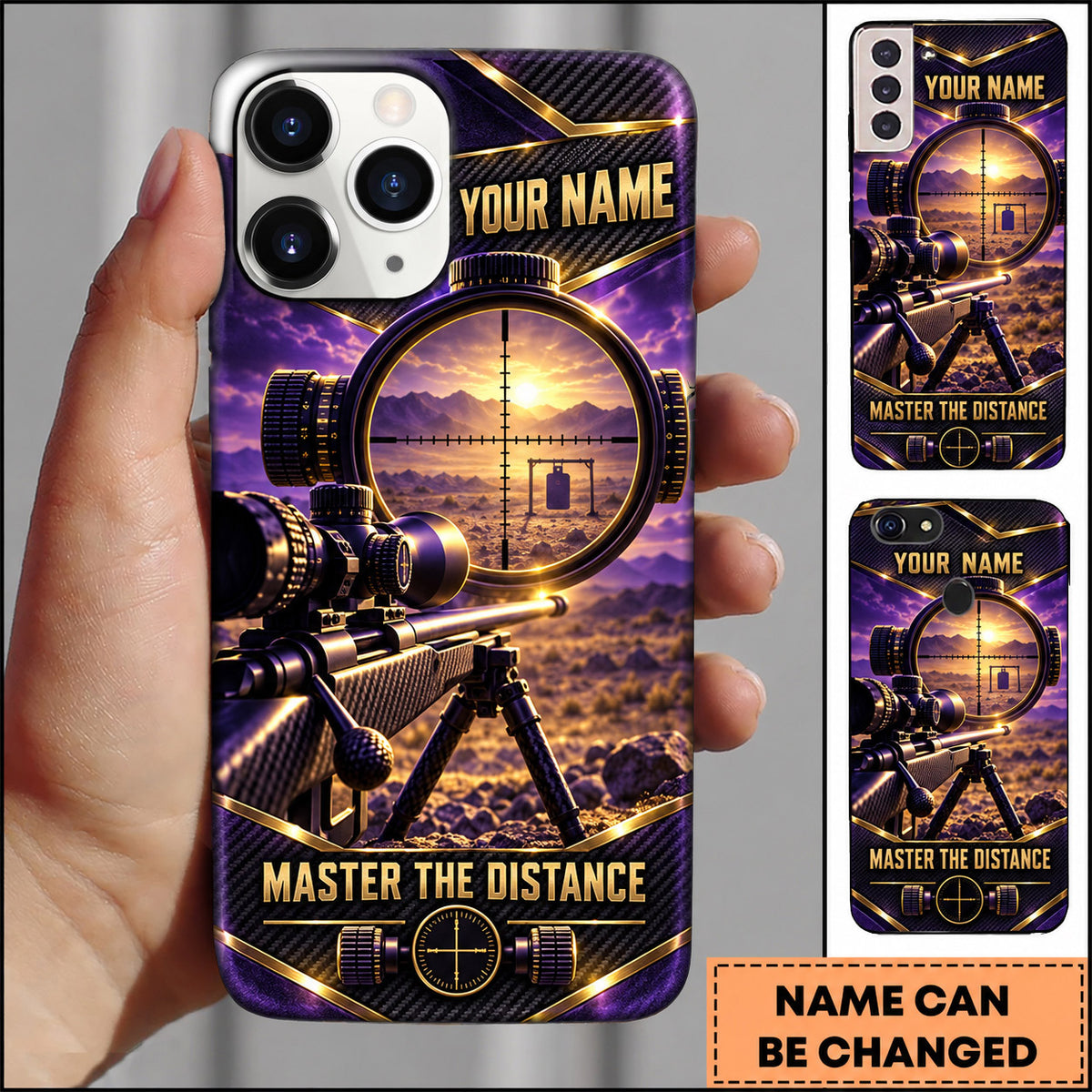 Maxcorners Long Range Shooting Master The Distance Tactical Scope Personalized Name 3D Phone Case